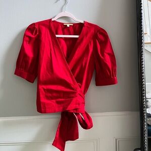 Gianni Bini Red Wrap Blouse Size M